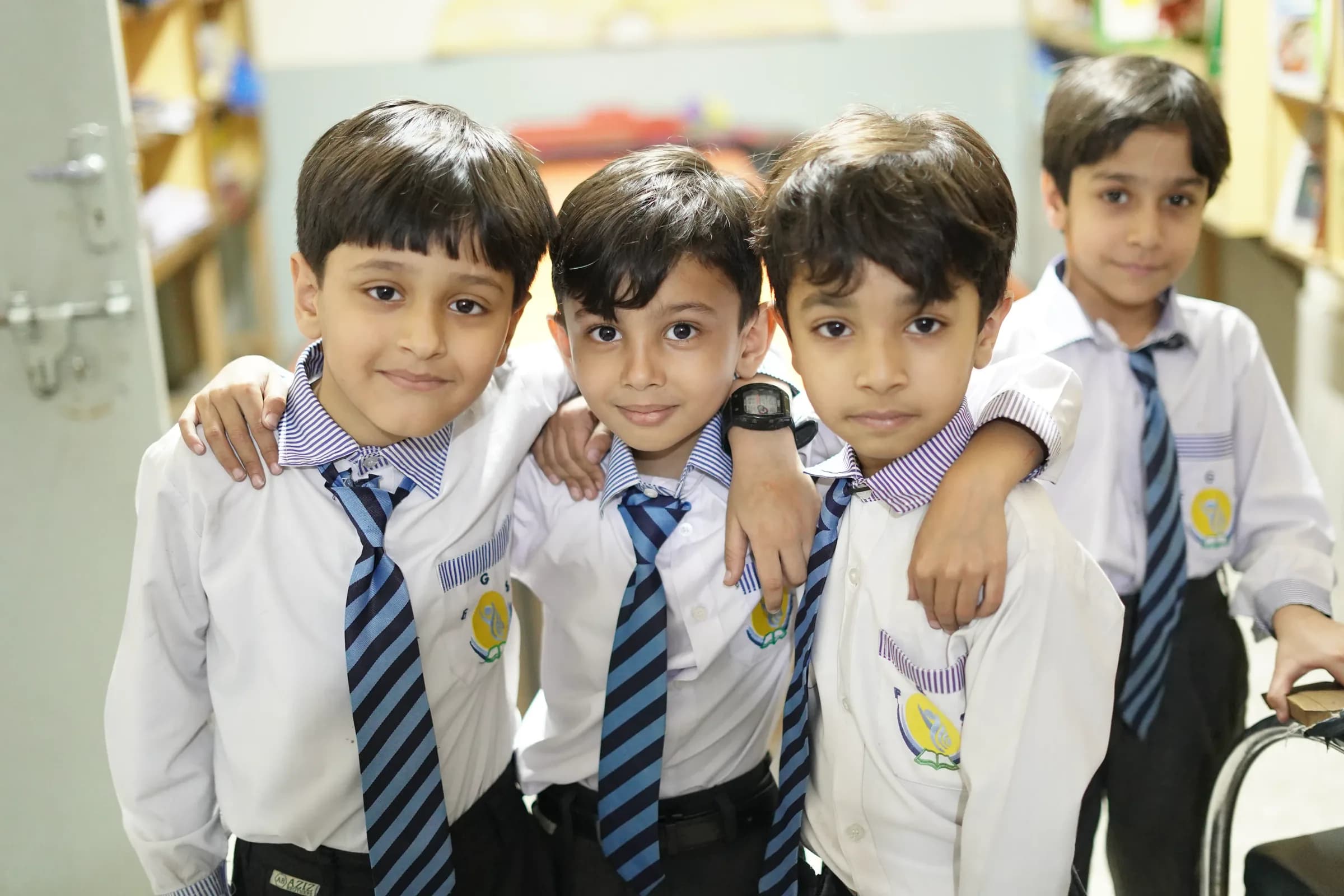 Farooqi Grammar School students standing together